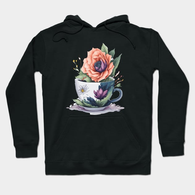 Flower in a Tea Cup Hoodie by Luvleigh